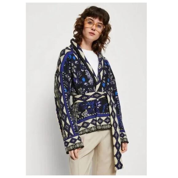 FARM RIO Macaw Forest Tie-belt Beaded Cardigan Size Small - Picture 16 of 16